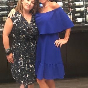 Blue strapless dress